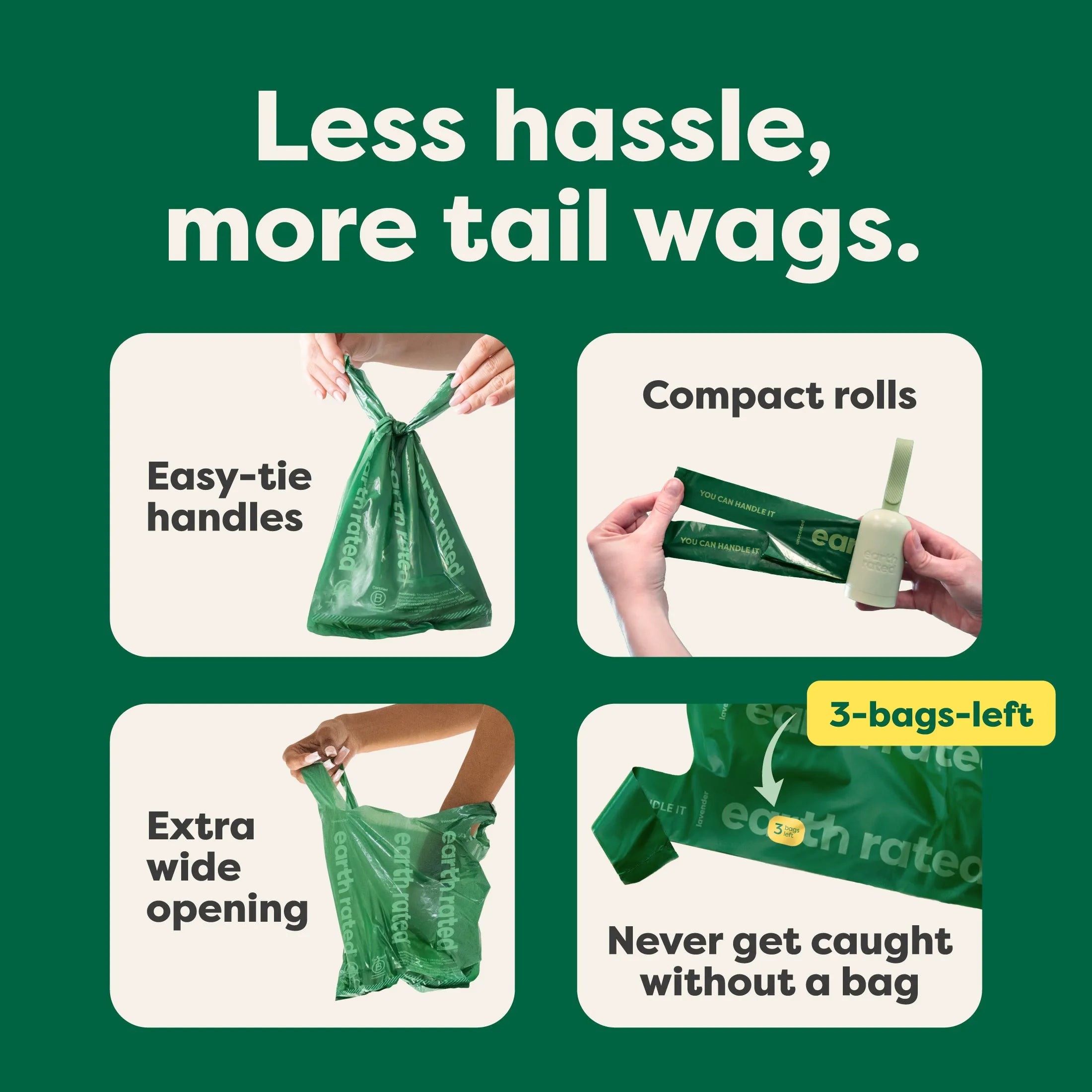 Dog Poop Bags with Handles on a Roll