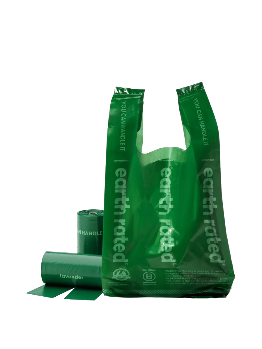 Dog Poop Bags with Handles on a Roll